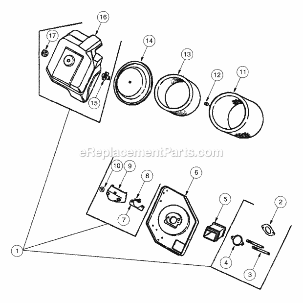 Air Intake And Filter Diagram and Parts List for 2166 13A-214G100, 13A-254G100 Cub Cadet Lawn Tractor